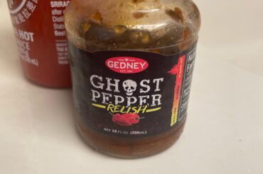 Gedney ghost pepper relish - ain’t bad!! Found at Go outlet for around $2. Packs a punch with nice flavor. I consider it a “hot sauce” but we’ll see lol