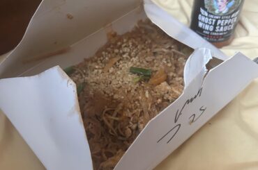 Pad tai with ghost pepper wing sauce