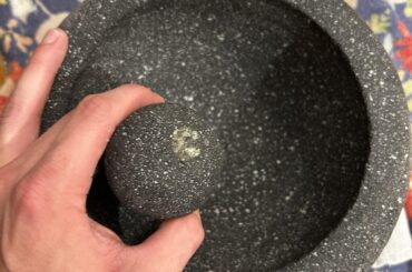 New Molcajete mid-curing process w/ strange mineral.