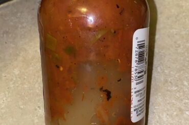 Can anyone identify the opaque, jelly-like substance in this Herdez Roasted Red Pepper salsa I just bought?