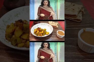 Sara Khan made her go-to recipe Aalu Shimla Mirch | How to make aalu Shimla mirch #shorts