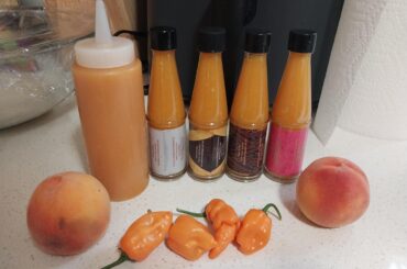 I made this with peaches, habeneros and habenadas from our garden!