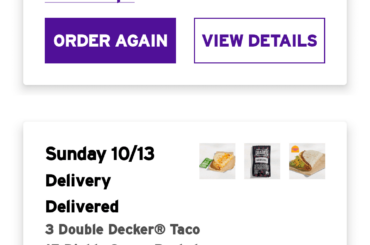 Big score today folks 6 double deckers 2 cantina chicken crispy tacos delivered-14.19 WITH TIP