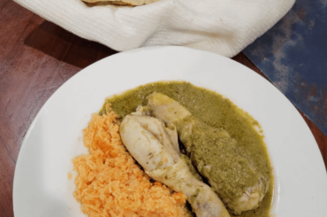 Mole Verde and homemade tortillas after a hurricane week.