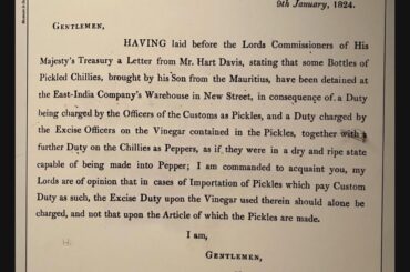 It was difficult to import peppers into the USA in 1824