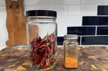 first time drying peppers. chili de arbol came out nice. habaneros next.