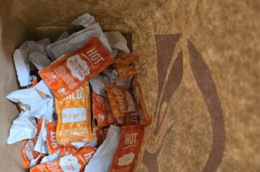 I asked for 3 hot & 3 mild. Shoutout for restocking my sauce drawer.
