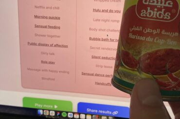 Different kind of spicy, but spicy! Made "This or That" spicy questions quiz game while eating spicy Harissa