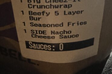 My drunk bf ordered Taco Bell through DoorDash and I had no idea until they called his phone and I answered. What do we think about the order?