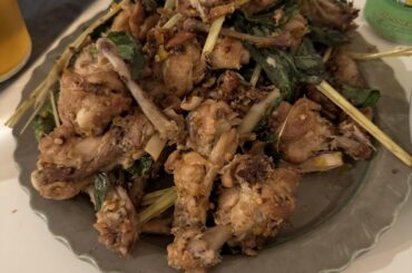 Thai wings (khua haem pik kai) made with yellow Thai peppers