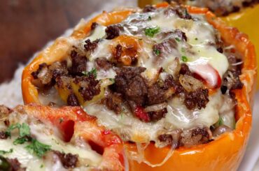 20 Minutes Loaded Stuffed Bell Peppers | Stuffed Bell Peppers with Ground Beef and Rice