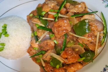 Chicken Recipe  black pepper chicken with rice by wish
