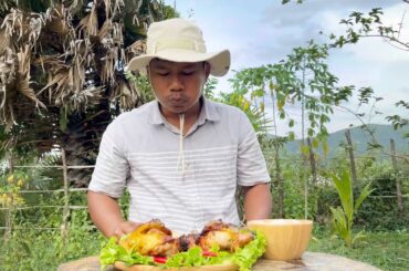 Roasted chicken with salt n pepper with recipe spicy Eating with rice nice village @SaryCookingTV