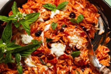 Roasted Red Pepper Goat Cheese Risoni