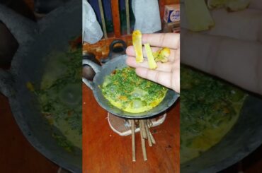 Cook Sweet Potato Leaf Vegetables and Egg Chili Sauce in a mini kitchen#miniaturedelights