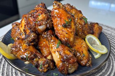 The BEST Honey Lemon Pepper  Wings Recipe | How to Air Fryer Chicken Wings