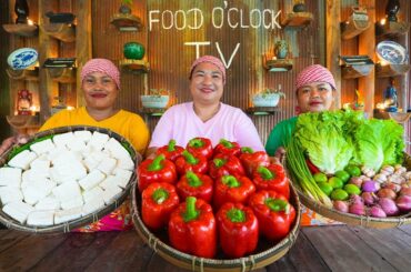 Steam Tofu Cheese in Sweet Pepper Most Delicious Recipe in Village-Food O'clock TV