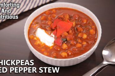 Protein Rich Chickpeas and Red Pepper Stew Recipe | Plant-Based Recipe For Lunch, Dinner | Ruchi