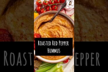 Roasted Red Pepper Hummus Recipe #hummus #easyrecipes #dip #viral #trending #shorts #healthydip