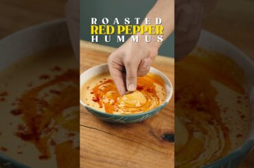 This Roasted Red Pepper Hummus is smooth, creamy, and bursting with flavor!