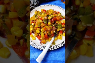 Bell Peppers and sweet corn salad _cooked #rainbowsaladrecipe #sweetcornrecipes #cookedsalad #salad