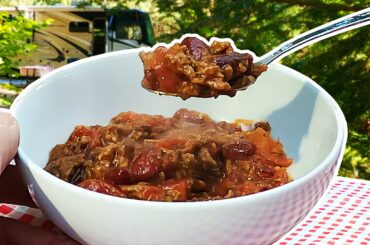 Chili Con Carne Recipe | Deliciously Simple & Slow-Cooked Outdoors | ASMR (recipe in description)