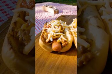 Chili Dogs Over Fire with Yesterday’s Chili #shorts