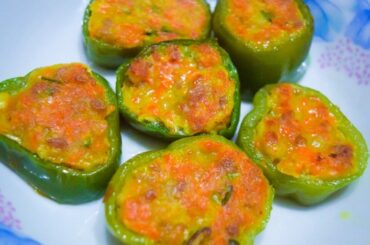 CHINESE DISH: GREEN BELL PEPPER WITH GROUND PORK FILLING || YUMMY BELL PEPPER RECIPE