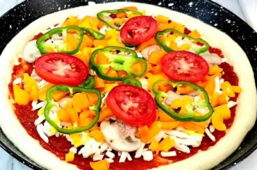 Homemade Veggie Pizza with Bell Peppers & Mushrooms | Easy Cheese Pizza Recipe!
