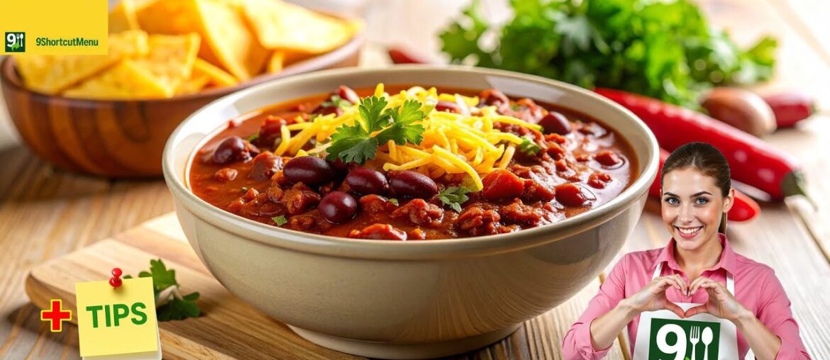 Classic Chili Recipe Easy Homemade Beef Chili! fast steps by 9shortcutMenu bakery and food menu.