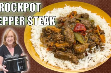 Crockpot PEPPER STEAK | Slow Cooker EASY CUBE STEAK Recipe