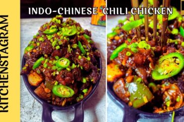 Indo-Chinese Chili Chicken Recipe | Restaurant Style Dry Chili Chicken | Kitchenstagram