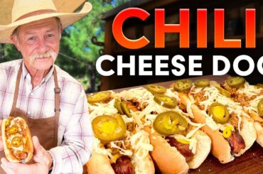Homemade Chili Cheese Dogs with Real Cowboy Chili