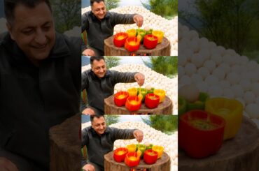 Egg & Meat Stuffed Bell Peppers A Unique Bell Pepper Omelet Recipe #shorts #egg #bellpeppers #recipe