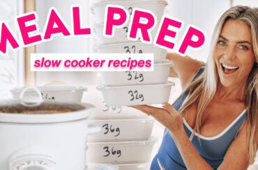 full week MEAL PREP in 20 mins | high protein slow cooker recipes