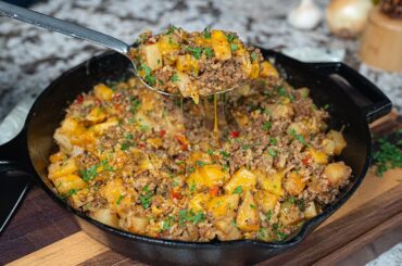 One-Pot Cheesy Beef, Peppers & Rice Skillet | Easy Family Dinner Recipe