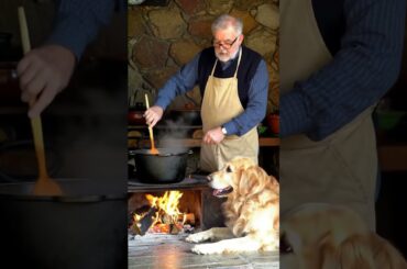 Grandpa Cooks Chili Tomato Soup, Dog Enjoys the Warmth #grandpacooks  #food #cooking