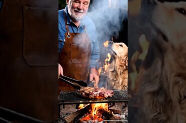 Grandpa Roasts Chili Goat Meat, Dog Watches the Smoke #grandpacooks