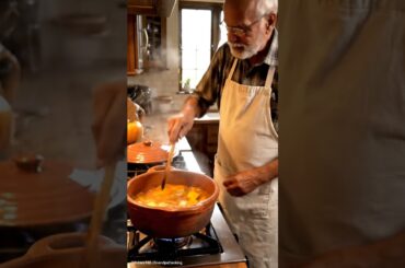 Grandpa Prepares Chili Pumpkin Stew, Dog Watches Quietly #grandpacooks