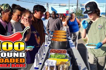 Making A 100 Pound Loaded Chili Bar For The Homeless!