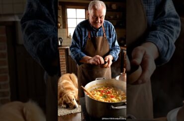 Grandpa Cooks Chili Cabbage Stew, Dog Lies Nearby #grandpacooks