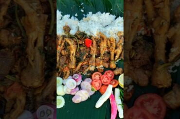 VILLAGE DESI STYLE CHICKEN FEET RICE AND MUSTARD FOOD SPICY RECIPE SALAD CHILLI  ASMR EATING MUKBANG