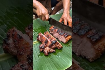 Primitive Cooking | Chili-marinated thigh meat grilled on ice  #meat#cooking #food #mukbang #shorts