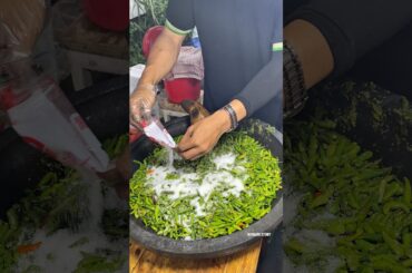 Green Chili Mountain! Cooking Sambal in Bulk #shorts #streetfood #asianfood