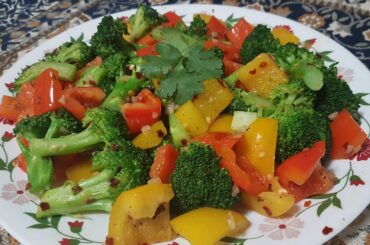 Broccoli Bell Pepper stir fry.New on youtube.Healthy, fresh & juicy recipe by Filled Plates.