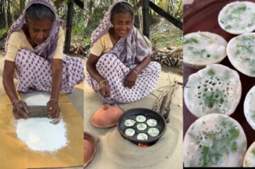 Traditional Sajer Pitha Recipe | Hand-Pounded Atap Rice with Green Chili & Coriander