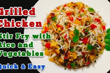 Grilled Chicken Stir Fry with Rice and Vegetables |Easy Bell Pepper recipes