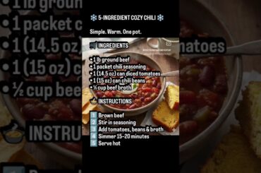 Easy Dinner Idea💡 ❄️ 5-INGREDIENT COZY CHILI RECIPE❄️