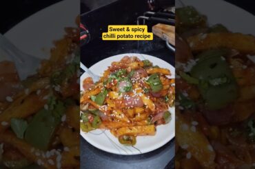 chilli🌶 potato recipe😋 #chillipotatorecipe #shorts  #food #recipe #cooking