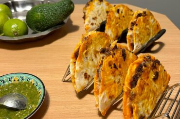 Homemade quesadilla is ready to eat